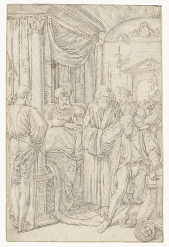 Boer doet zijn beklag bij de graaf by Willem Pietersz Buytewech, drawing, 1619