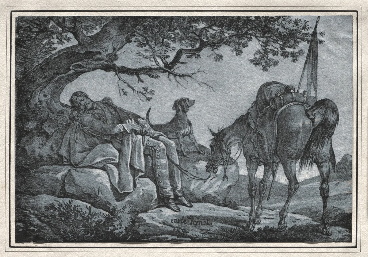 The Sleeping Soldier by Carle Vernet, print, 1815-1825