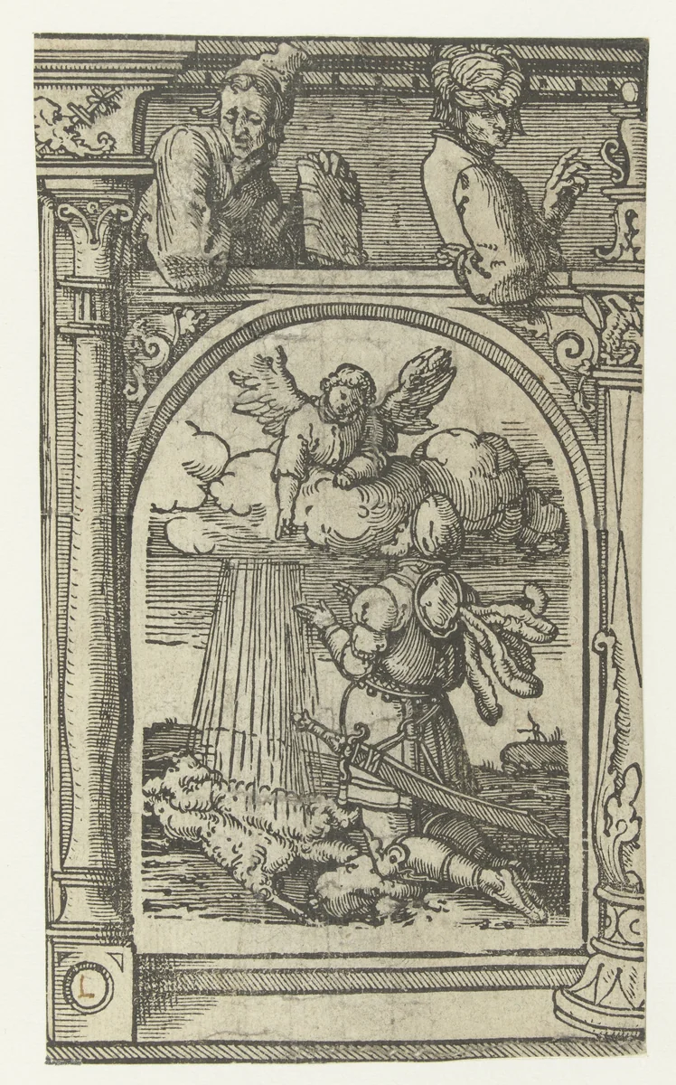 Gideon en het vlies by anonymous, print, 1525-1530