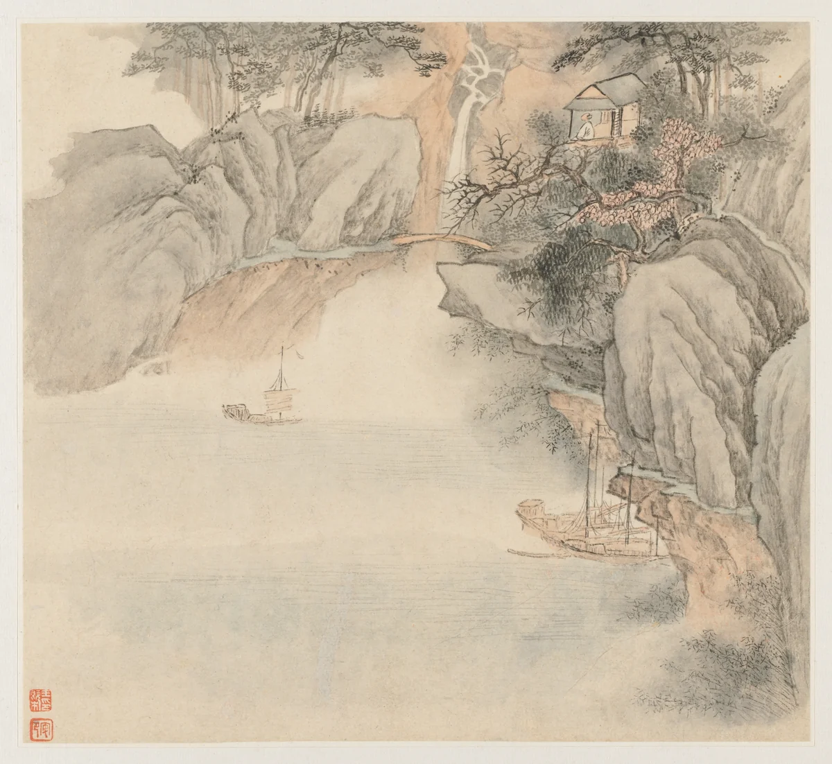 Album of Landscapes: Leaf 4 by Wang Gai (王槩), painting, 1677