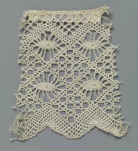 Strook kloskant met spitsovalen in vier rijen opengewerkte ruiten by anonymous, other, 1800-1899