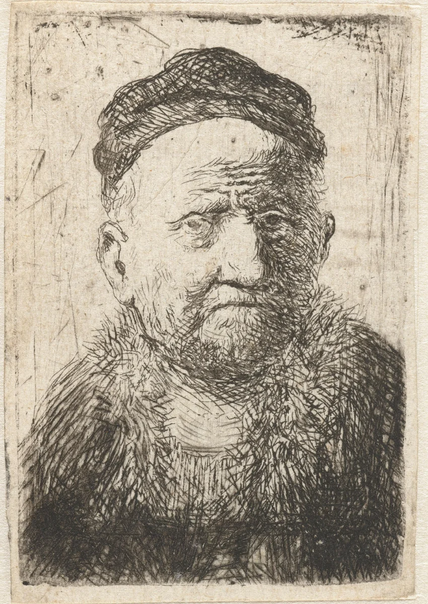 Man wearing a close cap: bust (the artist’s father?) by anonymous, print, 1630