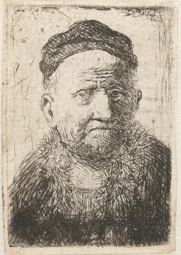 Man wearing a close cap: bust (the artist’s father?) by anonymous, print, 1630