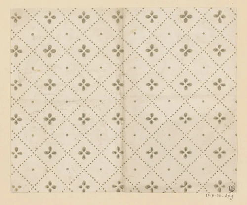 Blad met ruitenpatroon met afwisselend rozet en stip als veldvulling by anonymous, other, 1750-1900