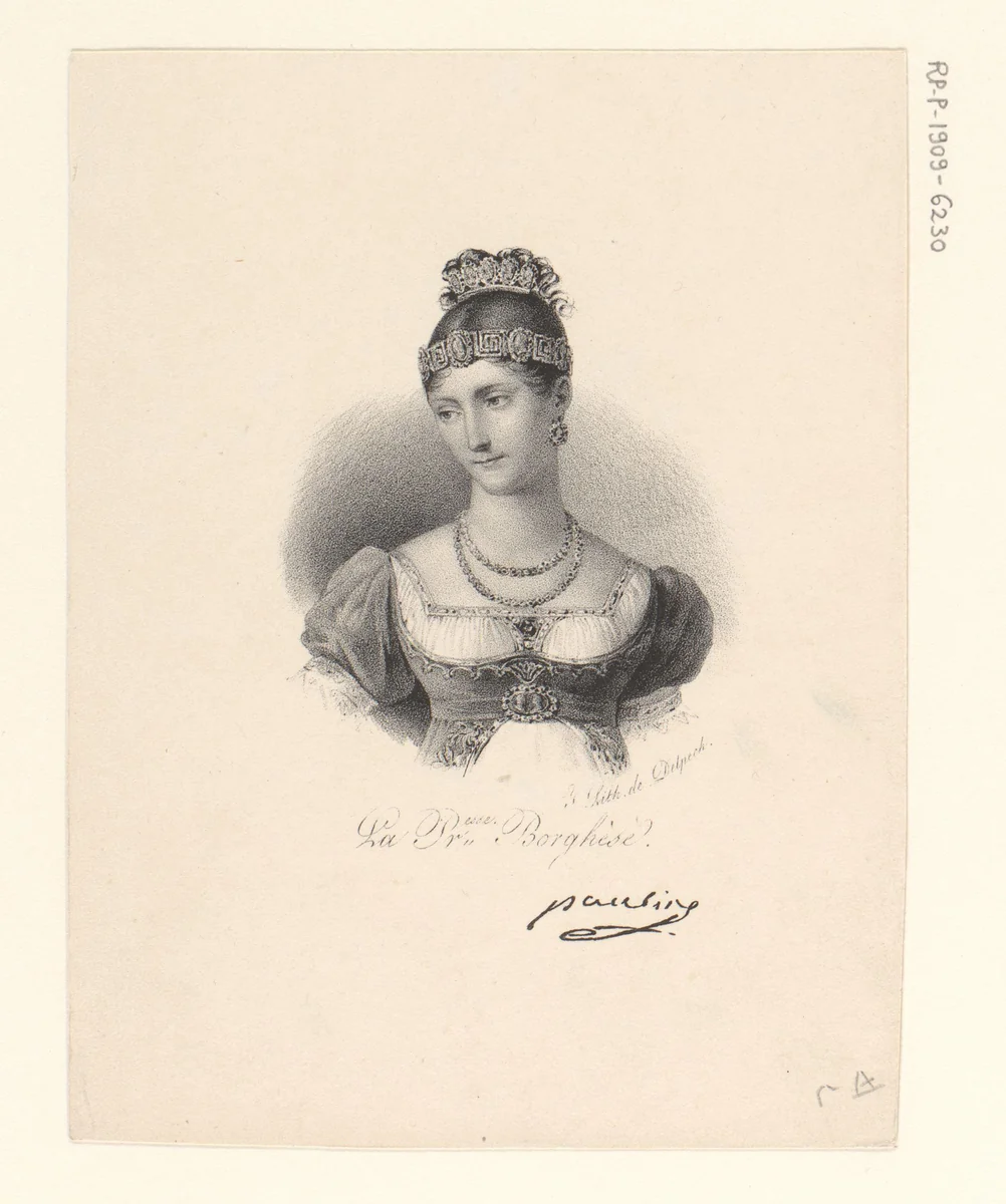 Portret van Pauline Bonaparte by anonymous, print, 1818-1842