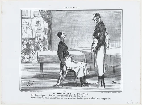 Le Restaurant de L'Exposition, from Le Salon de 1857, published in "Le Charivari" by Honoré Daumier, print, 1857