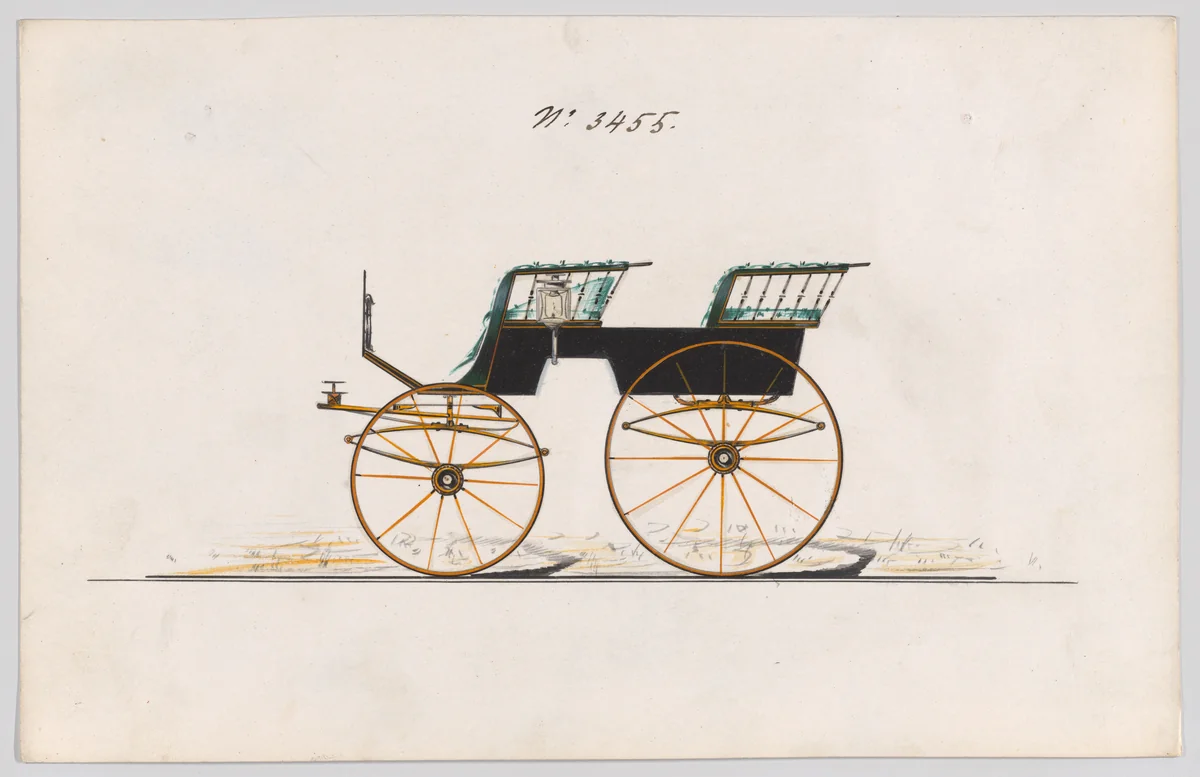 Design for T-Cart, no. 3455 by Brewster & Co., drawing, 1878