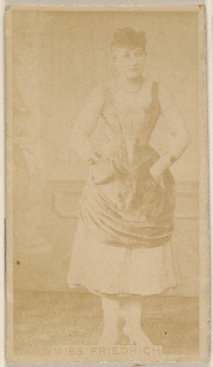 Miss Friedrich, from the Actors and Actresses series (N45, Type 8) for Virginia Brights Cigarettes by Allen & Ginter, photograph, 1885-1891