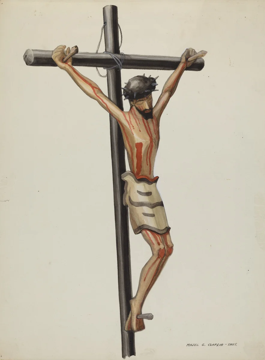 Bulto, Crucifix by Majel G. Claflin, index of american design, 1937