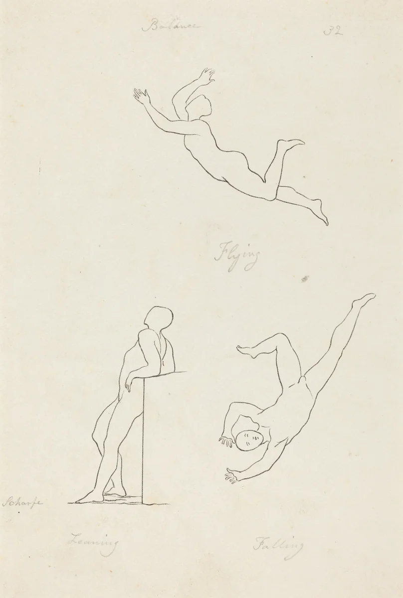 Leaning, Flying and Falling by George Scharf; John Flaxman, print, 1829
