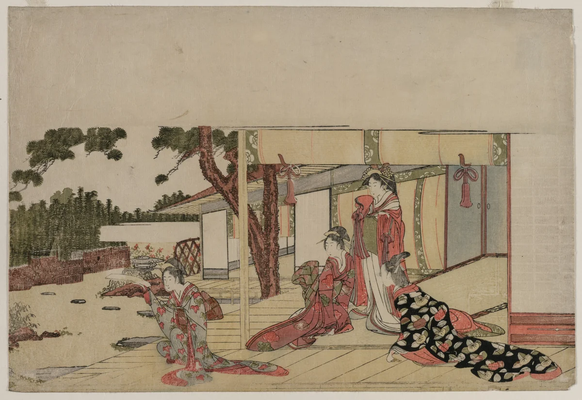 Women on a Veranda by Hishikawa Sōri III, print, 1795-1805