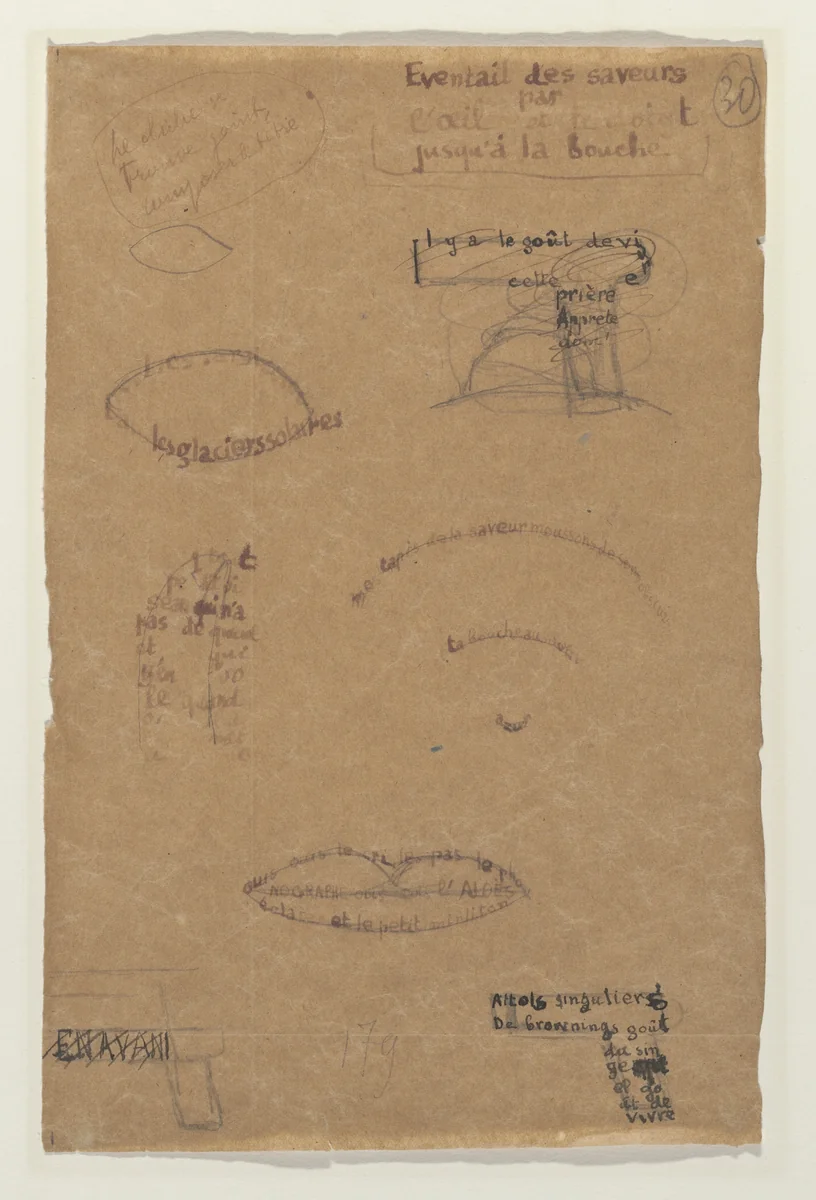 Revolver, page from Éventail des Saveurs (Range of Flavors) by Guillaume Apollinaire, drawing, 1917