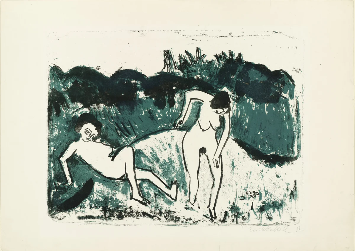 In the Meadow (Auf der Wiese) by Erich Heckel, print, 1912