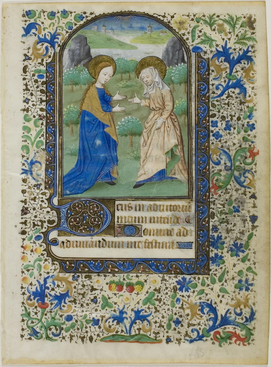 The Visitation, from a Book of Hours by French, painting, 1440-1449