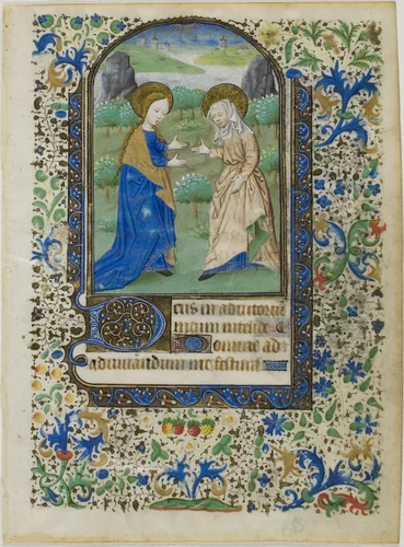 The Visitation, from a Book of Hours by French, painting, 1440-1449