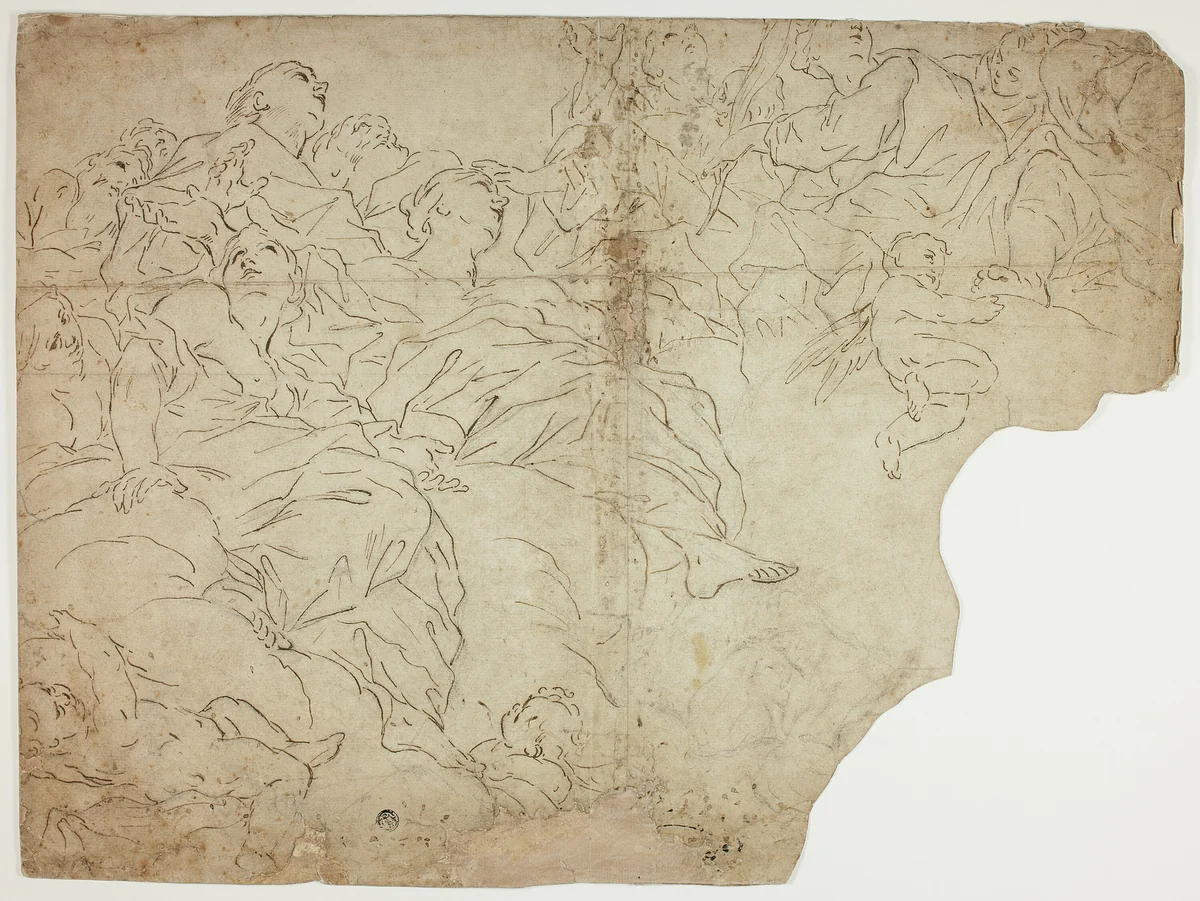 Saints, or Allegorical Figures and Putti on Clouds by Giovanni Battista Beinaschi
Antonio Allegri, drawing, 1656-1688
