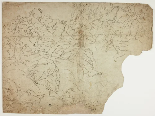 Saints, or Allegorical Figures and Putti on Clouds by Giovanni Battista Beinaschi
Antonio Allegri, drawing, 1656-1688