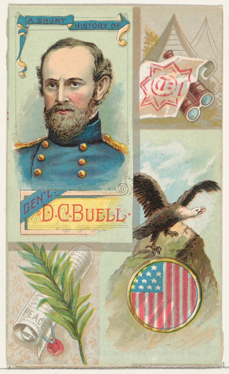 A Short History of General Don Carlos Buell, from the Histories of Generals series (N114) issued by W. Duke, Sons & Co. to promote Honest Long Cut Smoking and Chewing Tobacco by W. Duke, Sons & Co., print, 1888