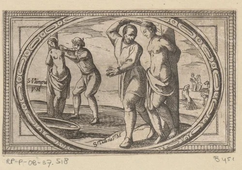 H. Olympiades en H. Theodosia by Antonio Tempesta, print, 1565-1630