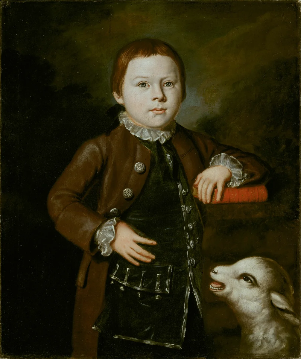 Boy of Hallett Family with Lamb by Artist Unknown, painting, 1766-1776