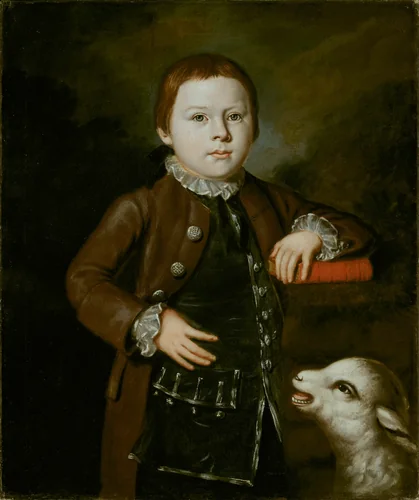 Boy of Hallett Family with Lamb by Artist Unknown, painting, 1766-1776