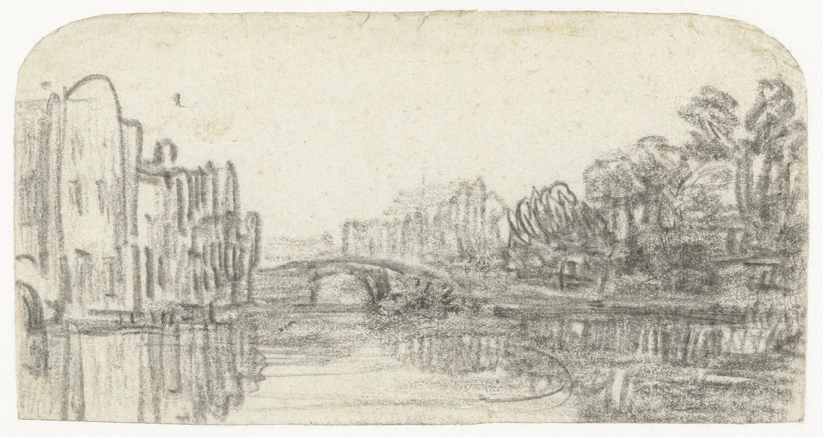 Gezicht op de Nieuwezijds Voorburgwal by Rembrandt van Rijn, drawing, 1647
