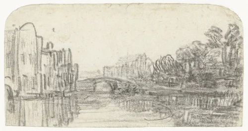 Gezicht op de Nieuwezijds Voorburgwal by Rembrandt van Rijn, drawing, 1647
