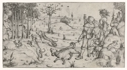 Hertenjacht by Meester van het Amsterdamse Kabinet, print, 1485-1490