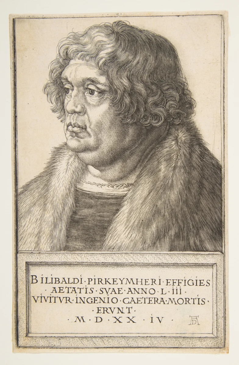 Willibald Pirckheimer by Albrecht Dürer, print, 1524