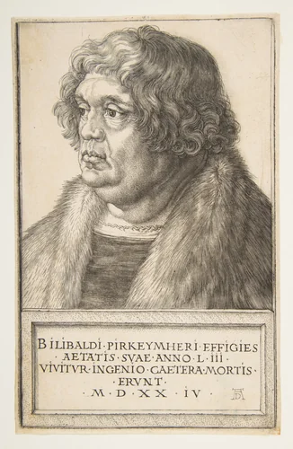 Willibald Pirckheimer by Albrecht Dürer, print, 1524
