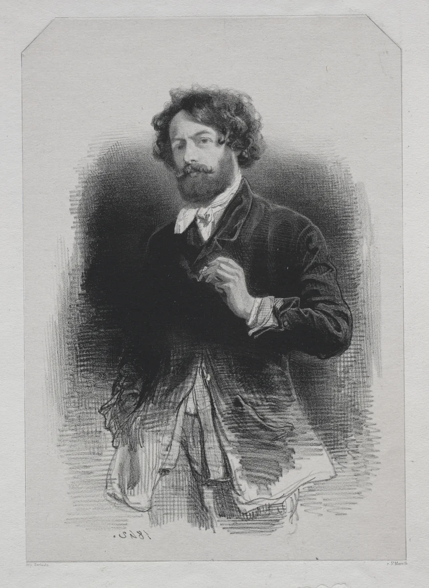 Self-Portrait by Paul Gavarni, print, 1842
