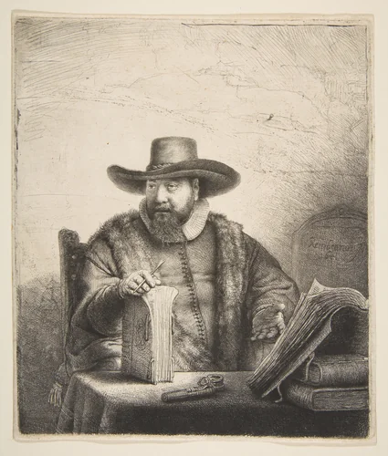Cornelis Claesz Anslo, Mennonite Preacher by Rembrandt van Rijn, print, 1641