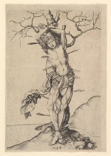 Saint Sebastian by Martin Schongauer, print, 1470-1491