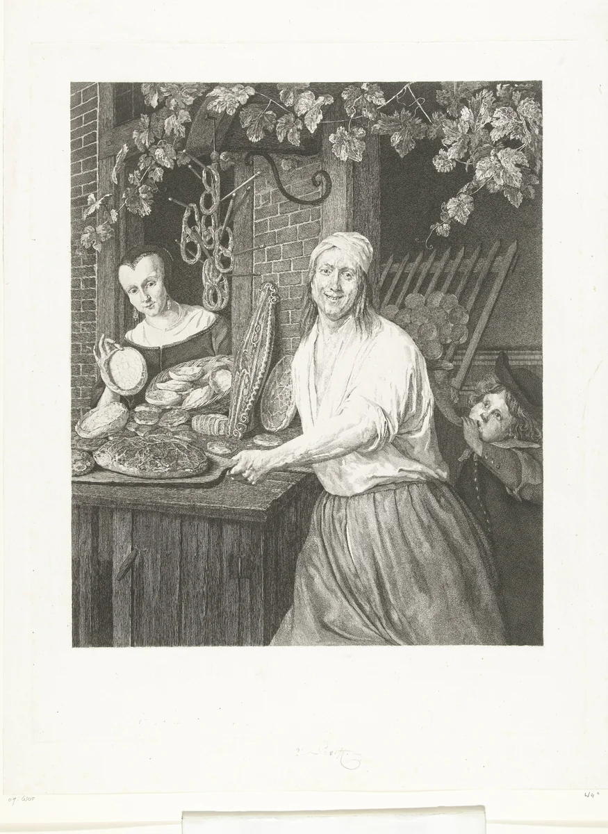 Bakkersechtpaar Arent Oostwaard en Catharina Keizerswaard by Joannes Bemme, print, 1800-1841