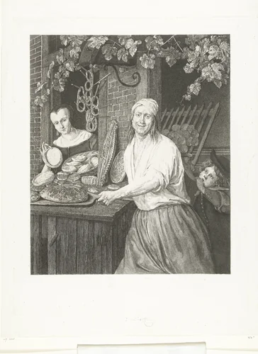 Bakkersechtpaar Arent Oostwaard en Catharina Keizerswaard by Joannes Bemme, print, 1800-1841