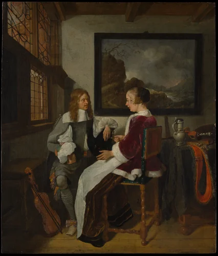 Sentimental Conversation by Quirijn van Brekelenkam, painting, 1660-1663