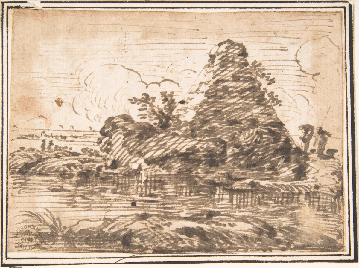 Landscape by anonymous, drawing, 1600-1700
