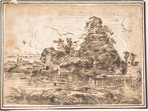 Landscape by anonymous, drawing, 1600-1700