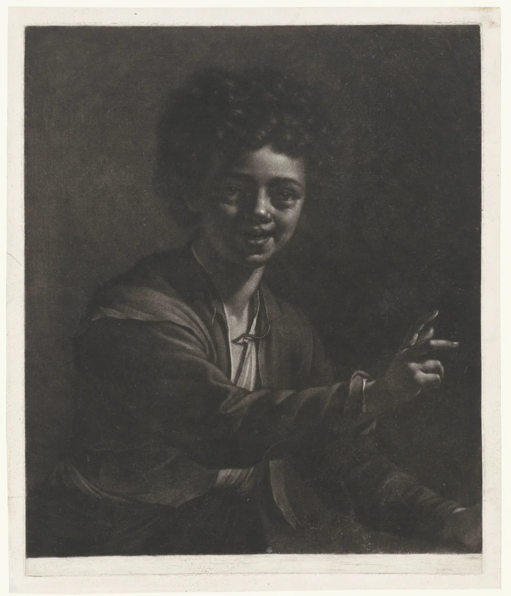 Lachende jongen by Wallerant Vaillant, print, 1658-1677