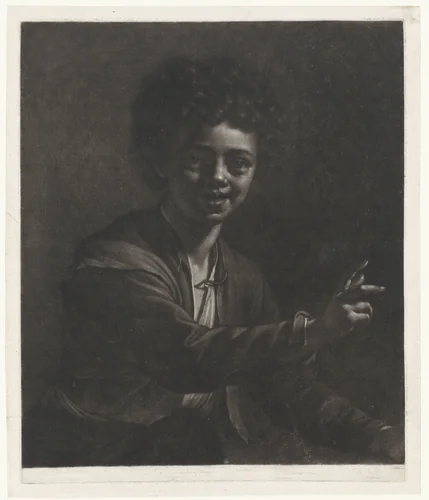 Lachende jongen by Wallerant Vaillant, print, 1658-1677