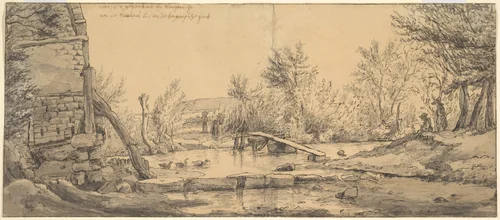 Watermill near Maastricht by Valentijn Klotz, drawing, 1670