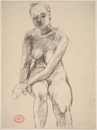 Untitled [seated nude with her left arm resting on her thigh] by Richard Diebenkorn, drawing, 1955-1967