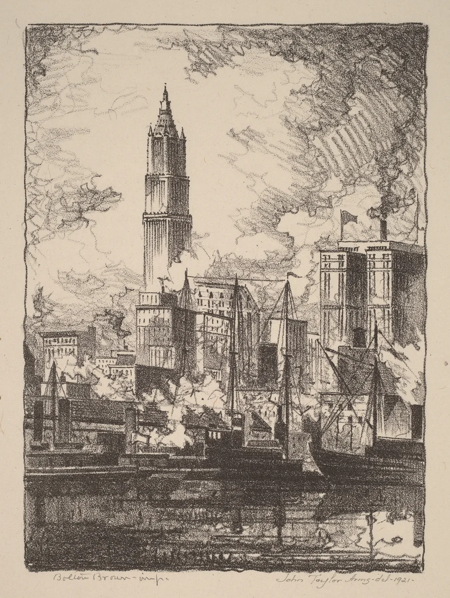 New York Skyline, Sketch by John Taylor Arms, print, 1921