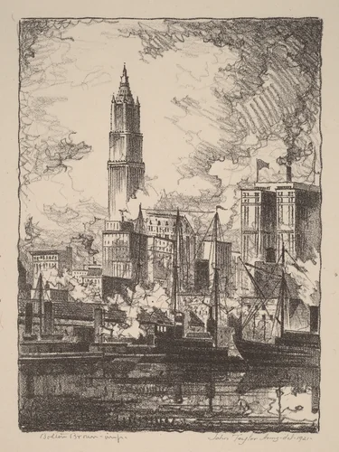 New York Skyline, Sketch by John Taylor Arms, print, 1921