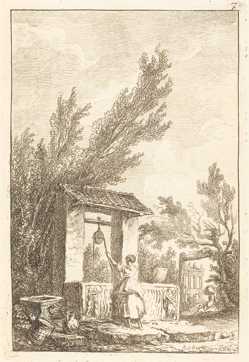 The Well by Hubert Robert, print, 1733-1808