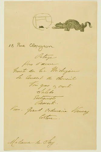 Menu for a Dinner given by May Belfort by Henri de Toulouse-Lautrec, print, 1896