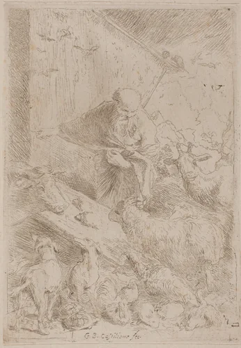 Noah and the Animals Entering the Ark by Giovanni Benedetto Castiglione, print, 1625-1635