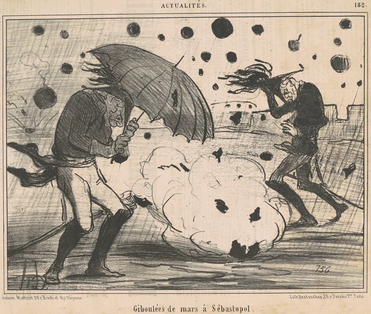 Giboulées de mars a Sébastopol by Honoré Daumier, print, 1855