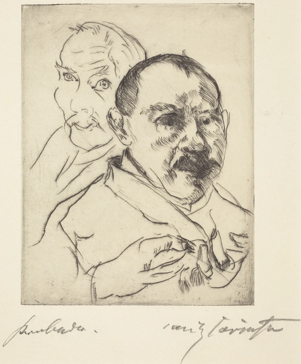 Zwei Männliche Studienköpfe—Selbstbildnisse (Sketch of Two Male Heads—Self-Portraits) by Lovis Corinth, print, 1915