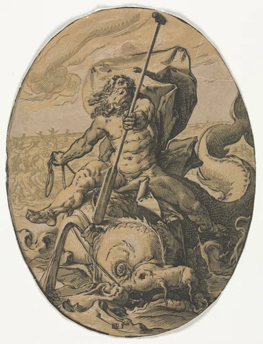 The Deities: Oceanus by Hendrick Goltzius, print, 1583-1595